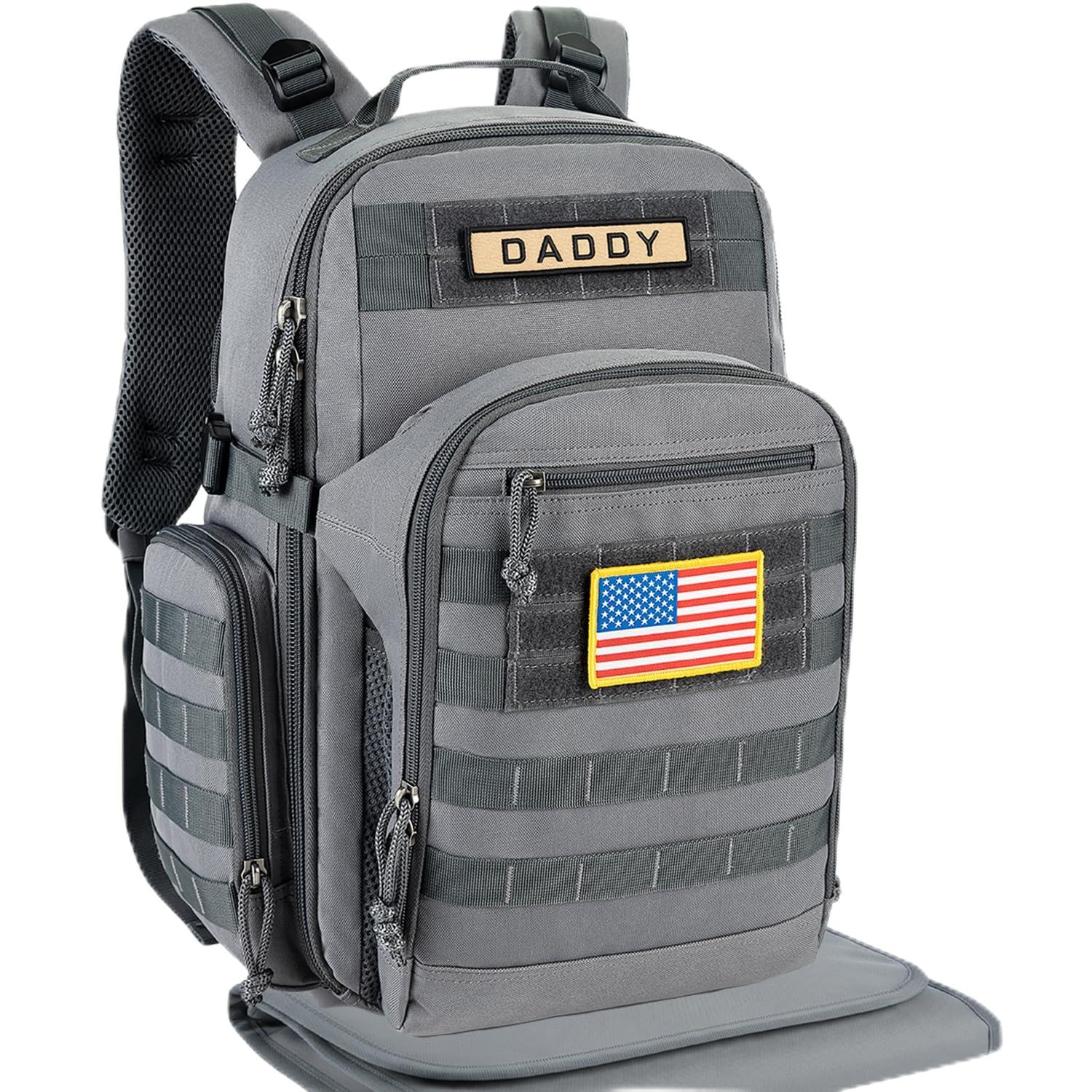 SHARKMOUTH military diaper bag with MOLLE system keeps outdoor gear organized