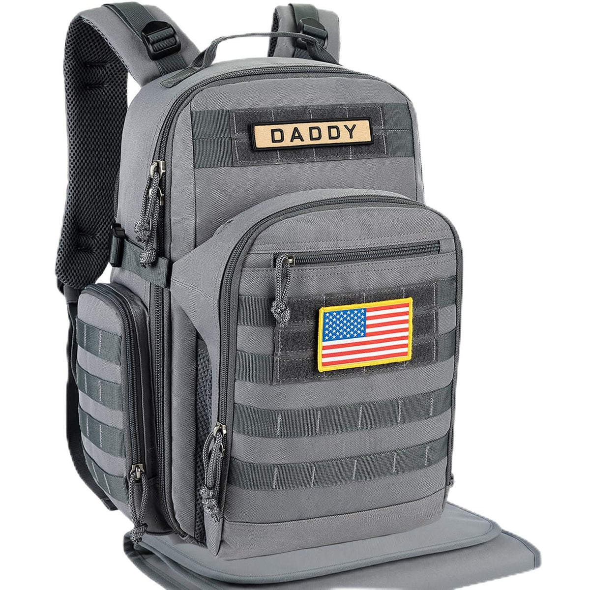 SHARKMOUTH military diaper bag with MOLLE system keeps outdoor gear organized