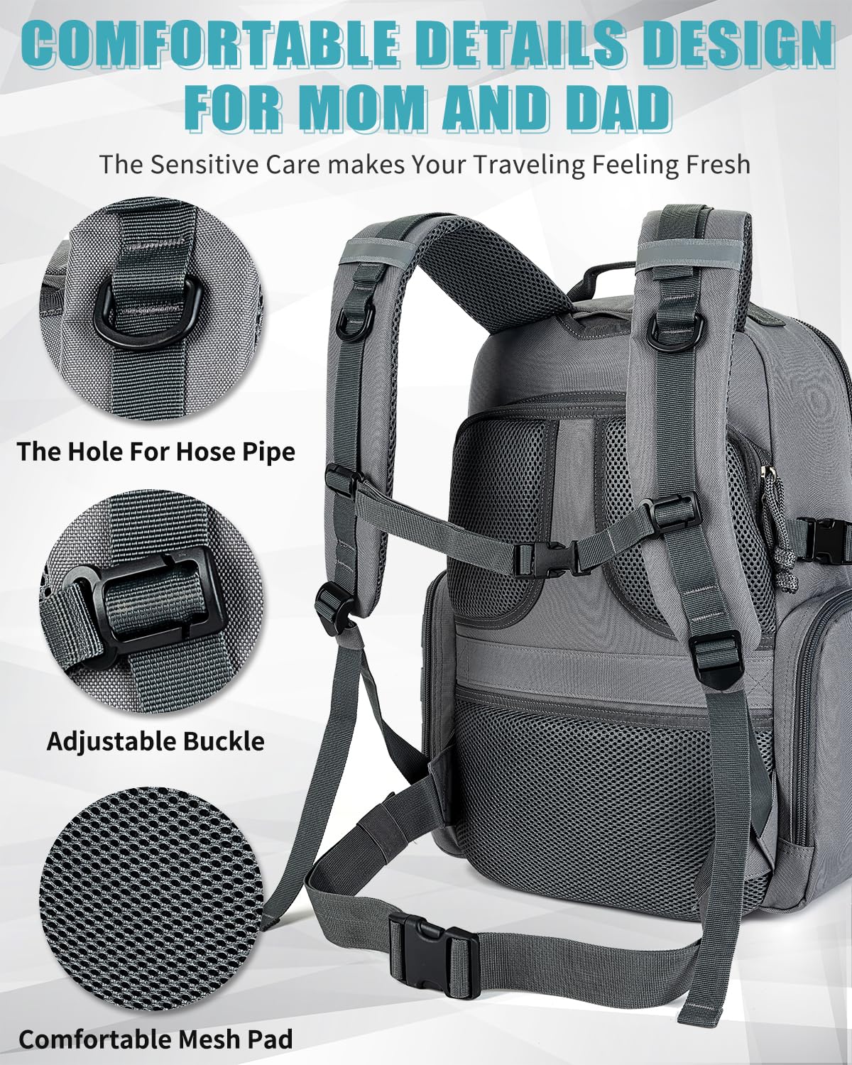 SHARKMOUTH stroller straps with heavy-duty buckles for quick trips