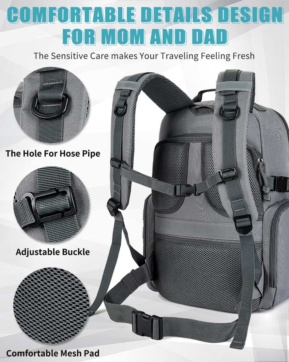 SHARKMOUTH stroller straps with heavy-duty buckles for quick trips