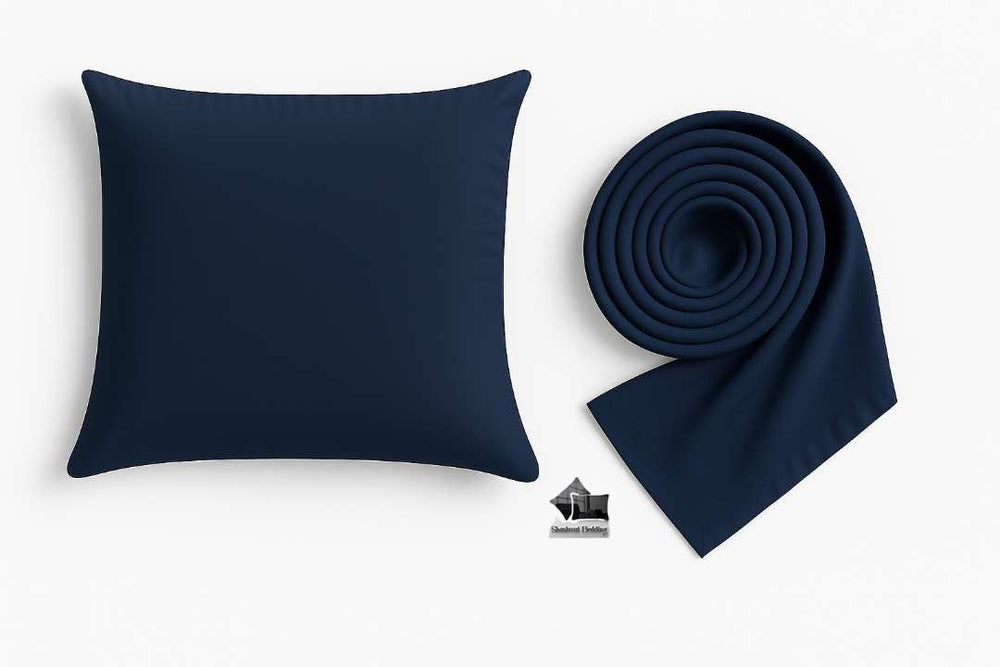 Shashwat Bedding navy color pillowcase in nursery setting for coordination and cleanliness.