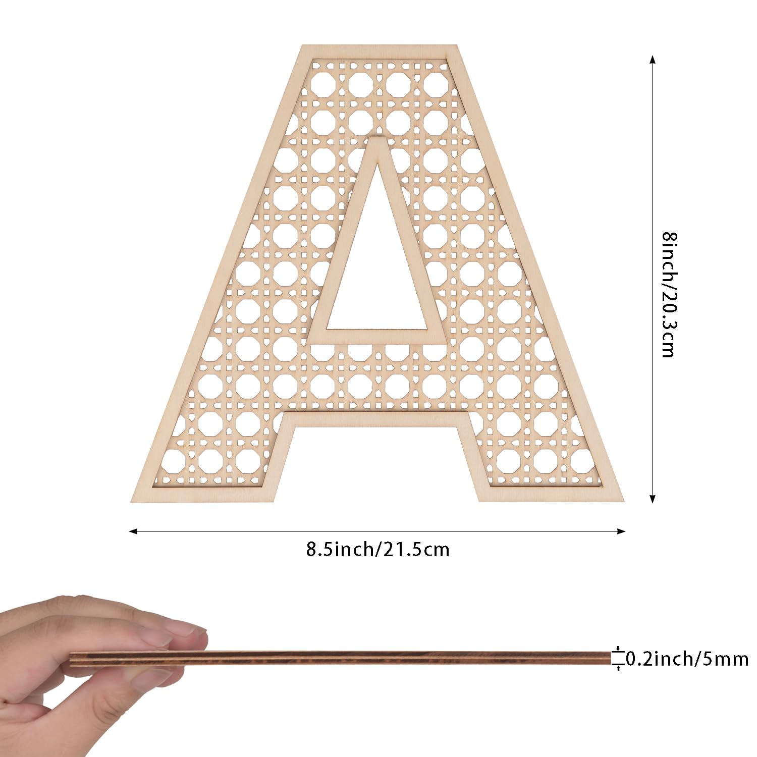 She Love wooden rattan letters 8 inch A in baby shower decor
