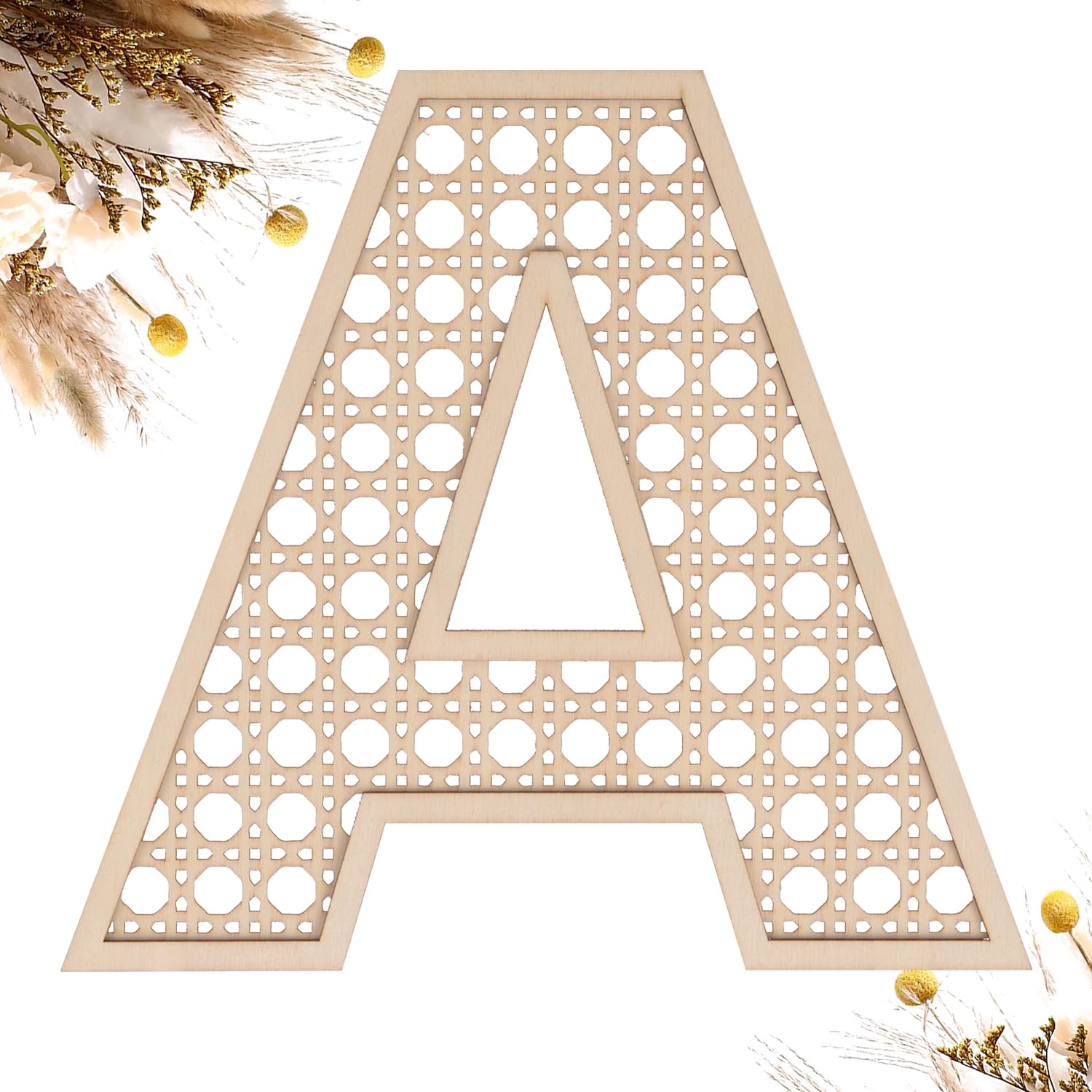 She Love wooden rattan letters 8 inch A for wall display and name signs