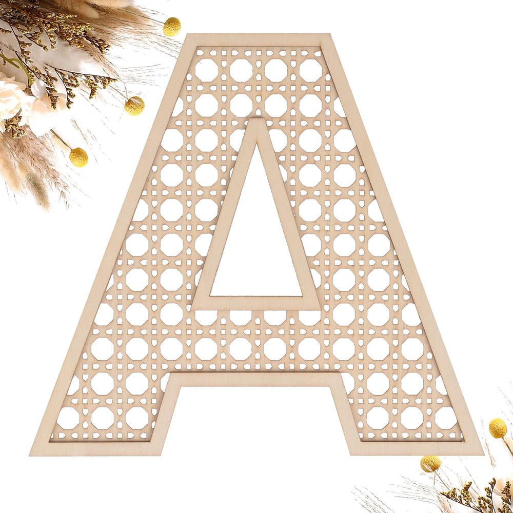 She Love wooden rattan letters 8 inch A for wall display and name signs