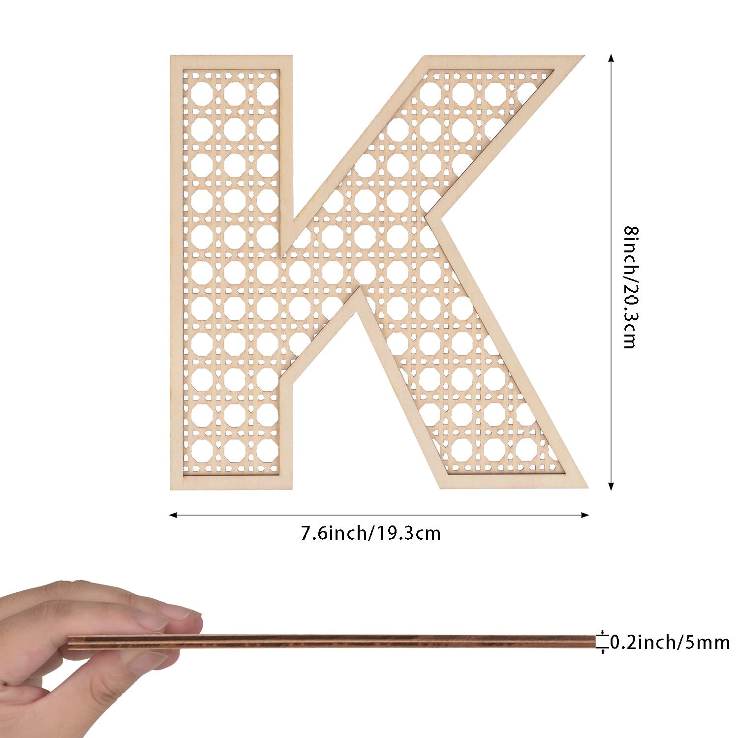 She Love wooden rattan letters 8inch in nursery create playful initials