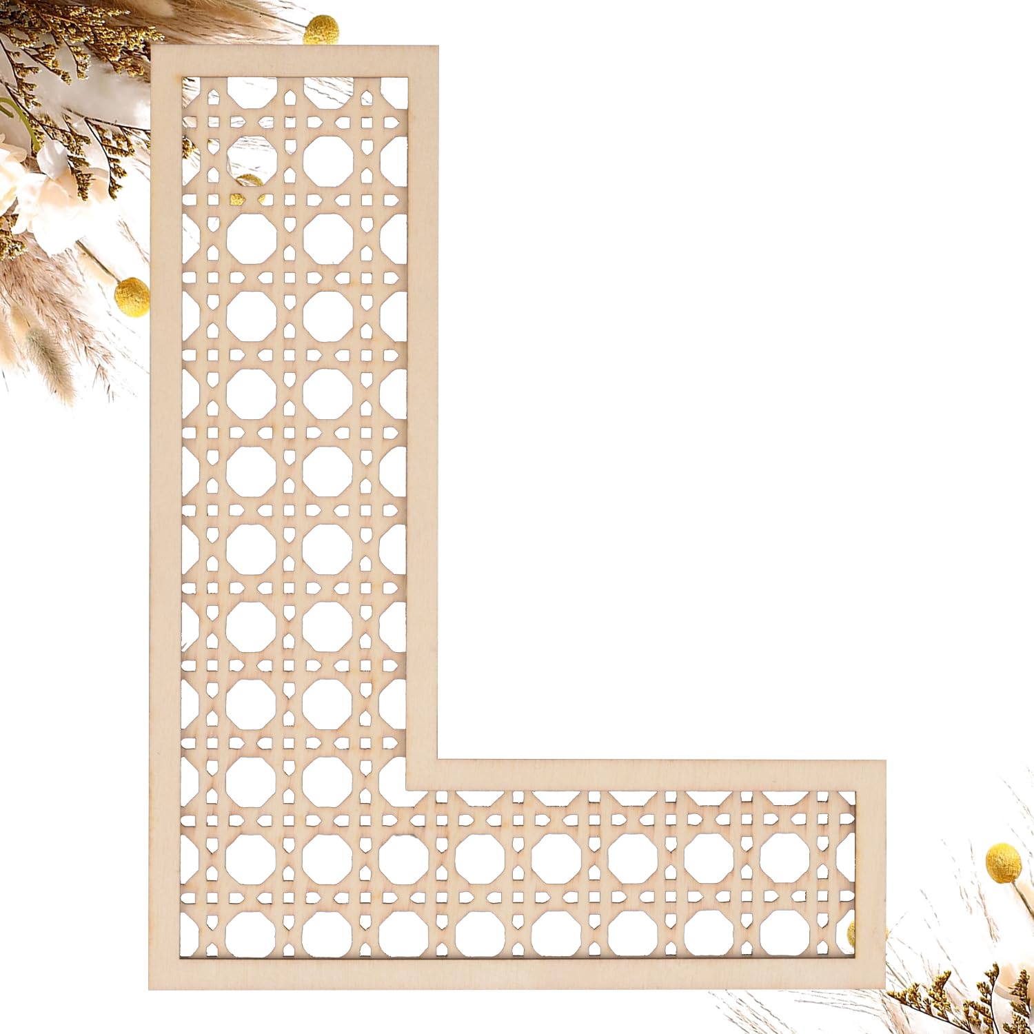 She Love wooden rattan letters 8inch front view for wall decor and personalized signs.