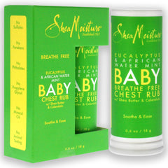 SheaMoisture chest rub packaging highlights refreshing scent and unisex use.