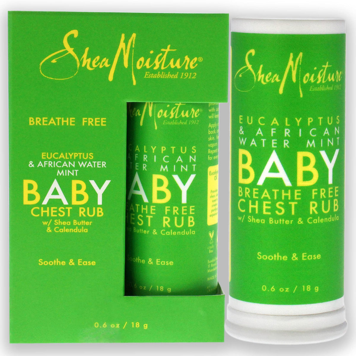 SheaMoisture chest rub tube delivering cooling soothing contact.