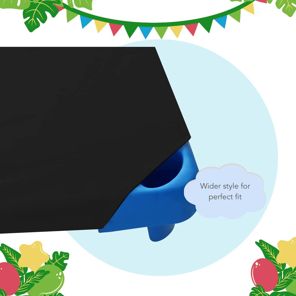 Sheets Stargazer corner elastic loops keep the sheet secure during naps.
