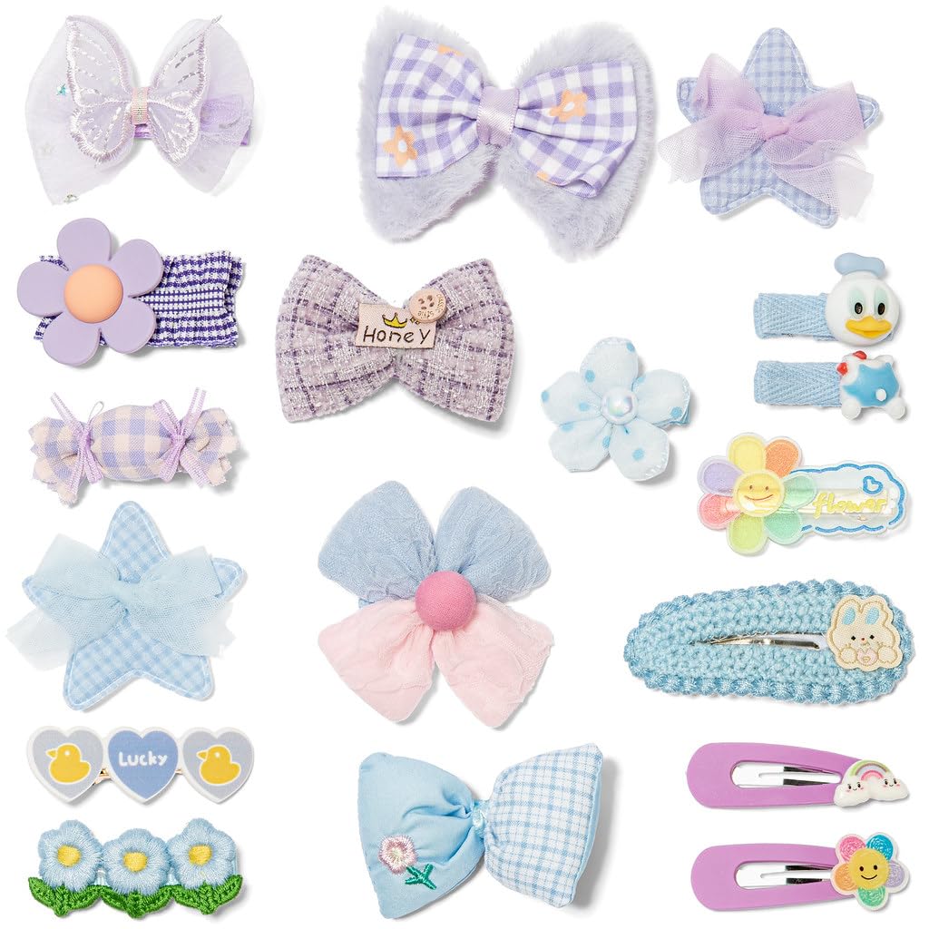 Shelbybox hair clips for girls with blue and purple bows show stylish hold