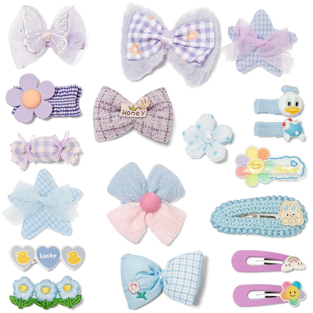 Shelbybox hair clips for girls with blue and purple bows show stylish hold
