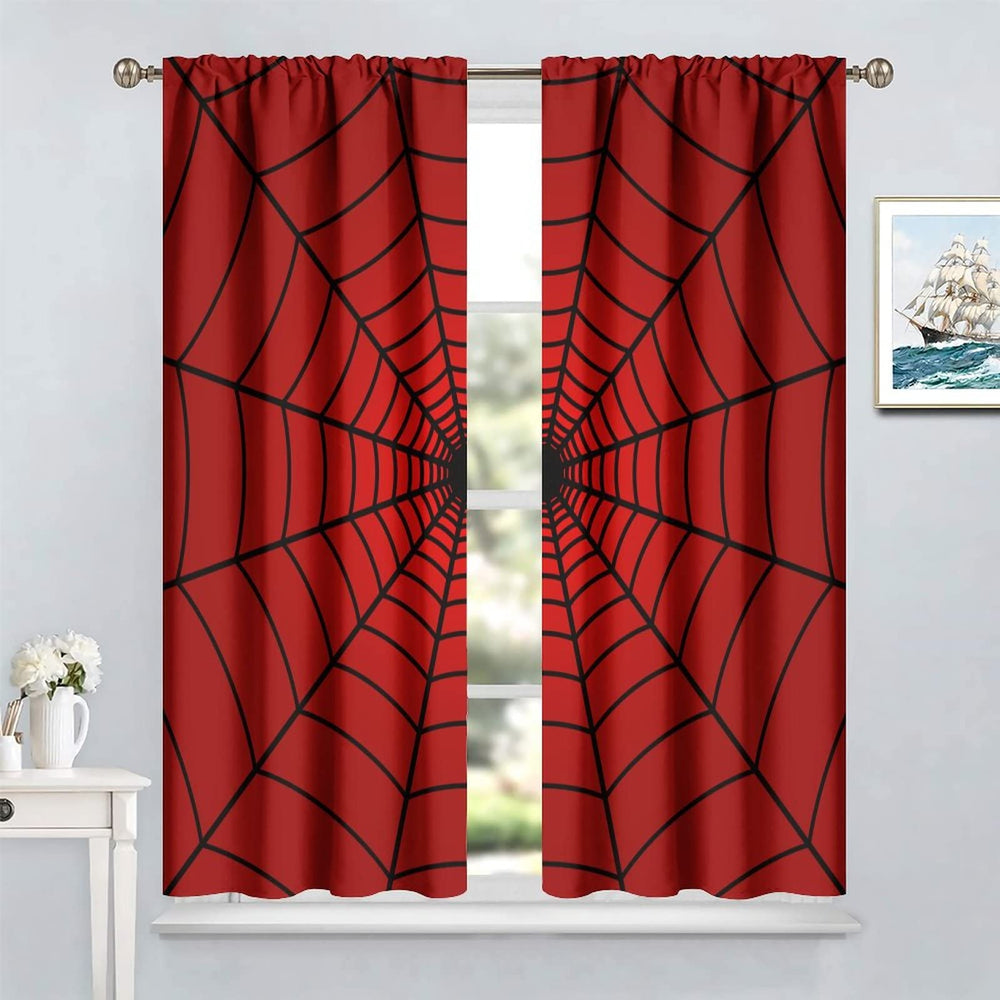 SHElifestyle spiderweb curtains closeup on vibrant HD print and durable polyester fabric.
