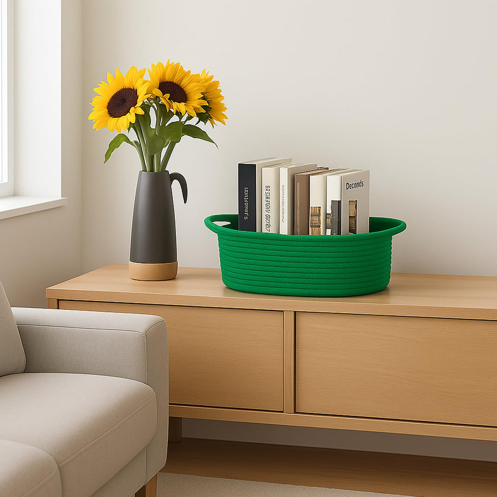 ShellKingdom 12x8x5 basket demonstrates compact storage without sacrificing style.