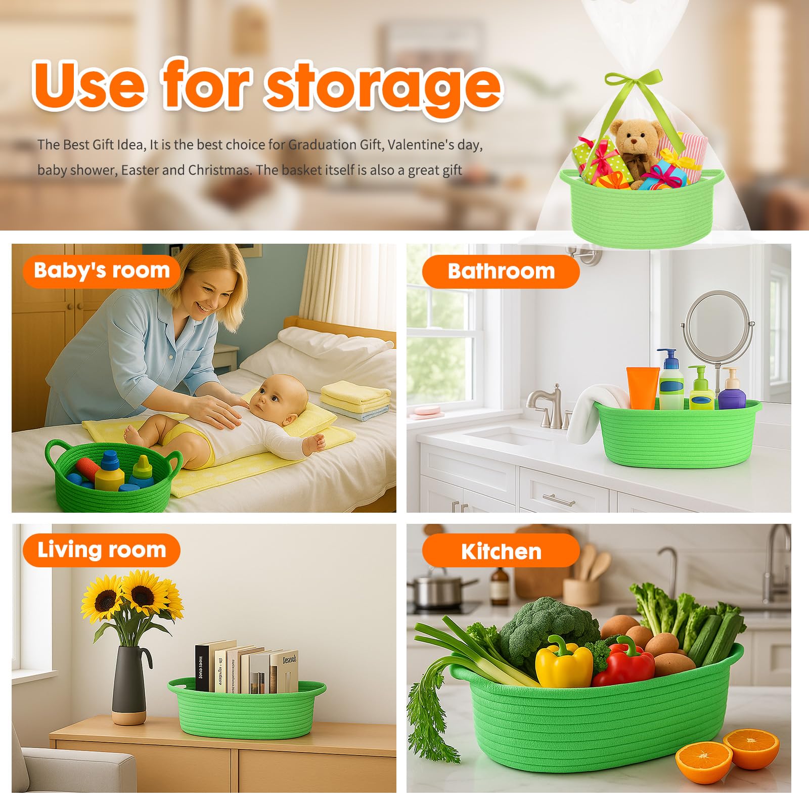 ShellKingdom cotton-weave basket with precise stitching for durable home storage.