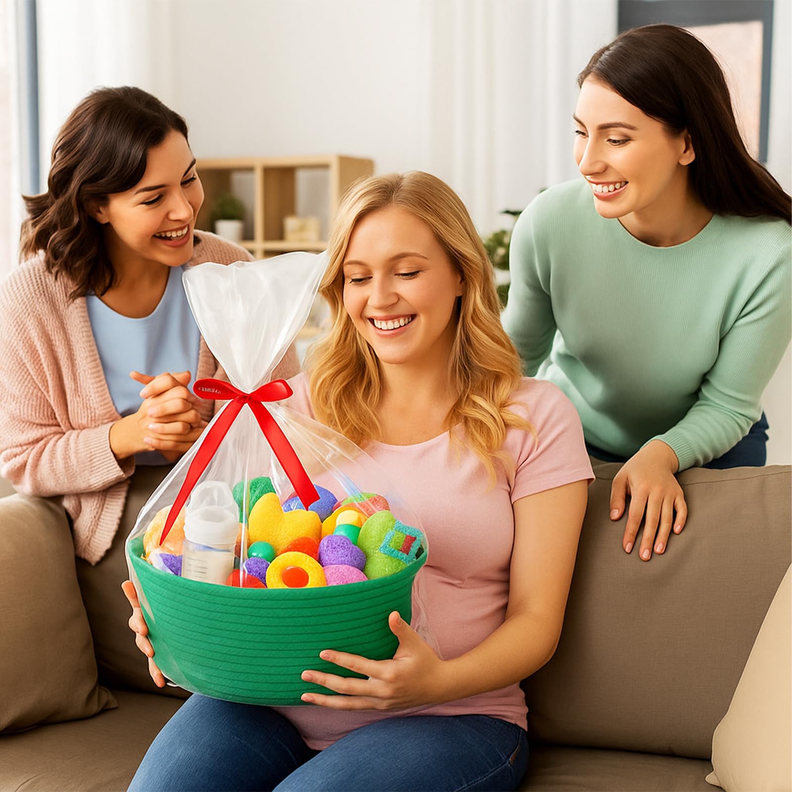 ShellKingdom gift basket with bags and ribbon demonstrates ready-to-gift packaging options.