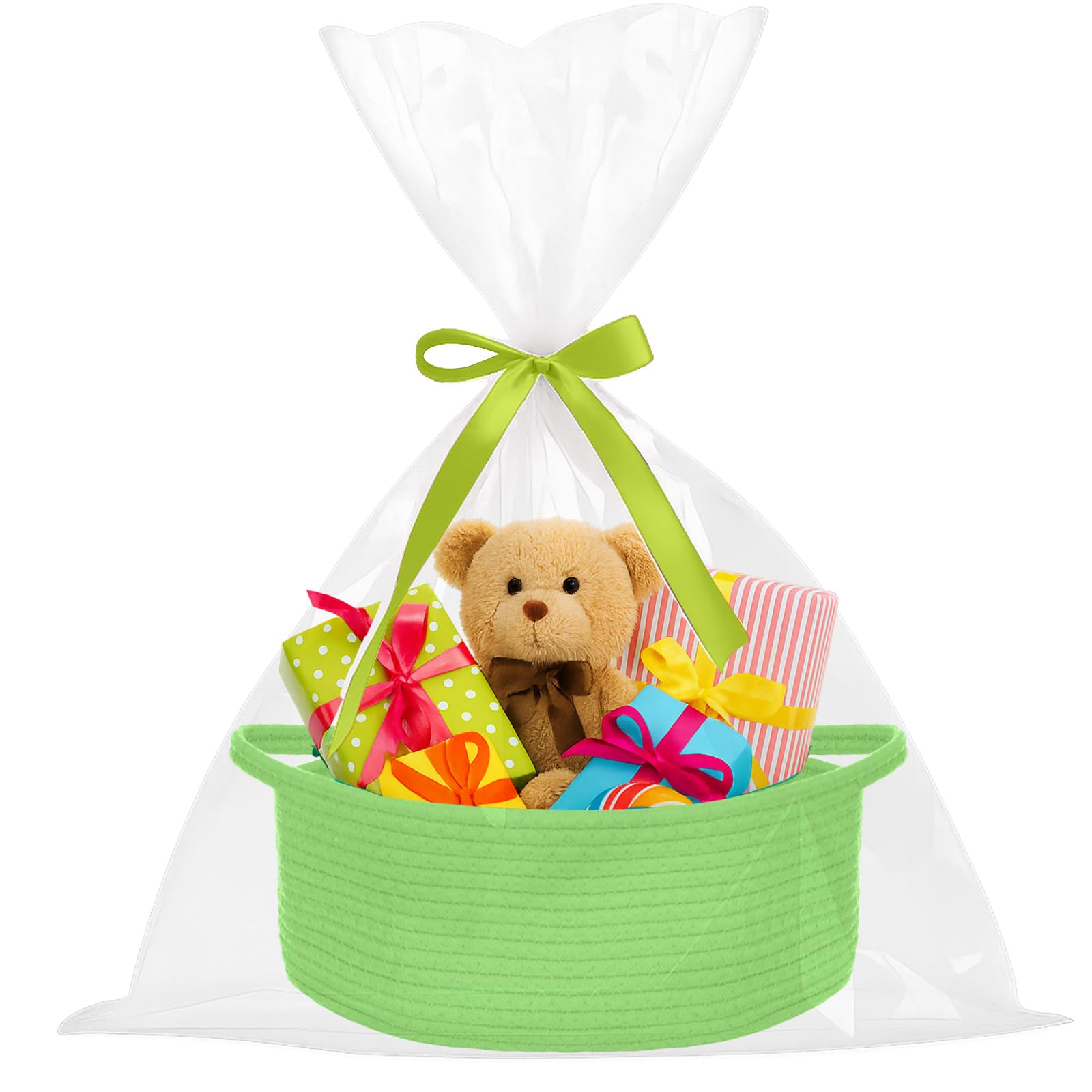 ShellKingdom storage basket with handles in green for easy transport and organization.