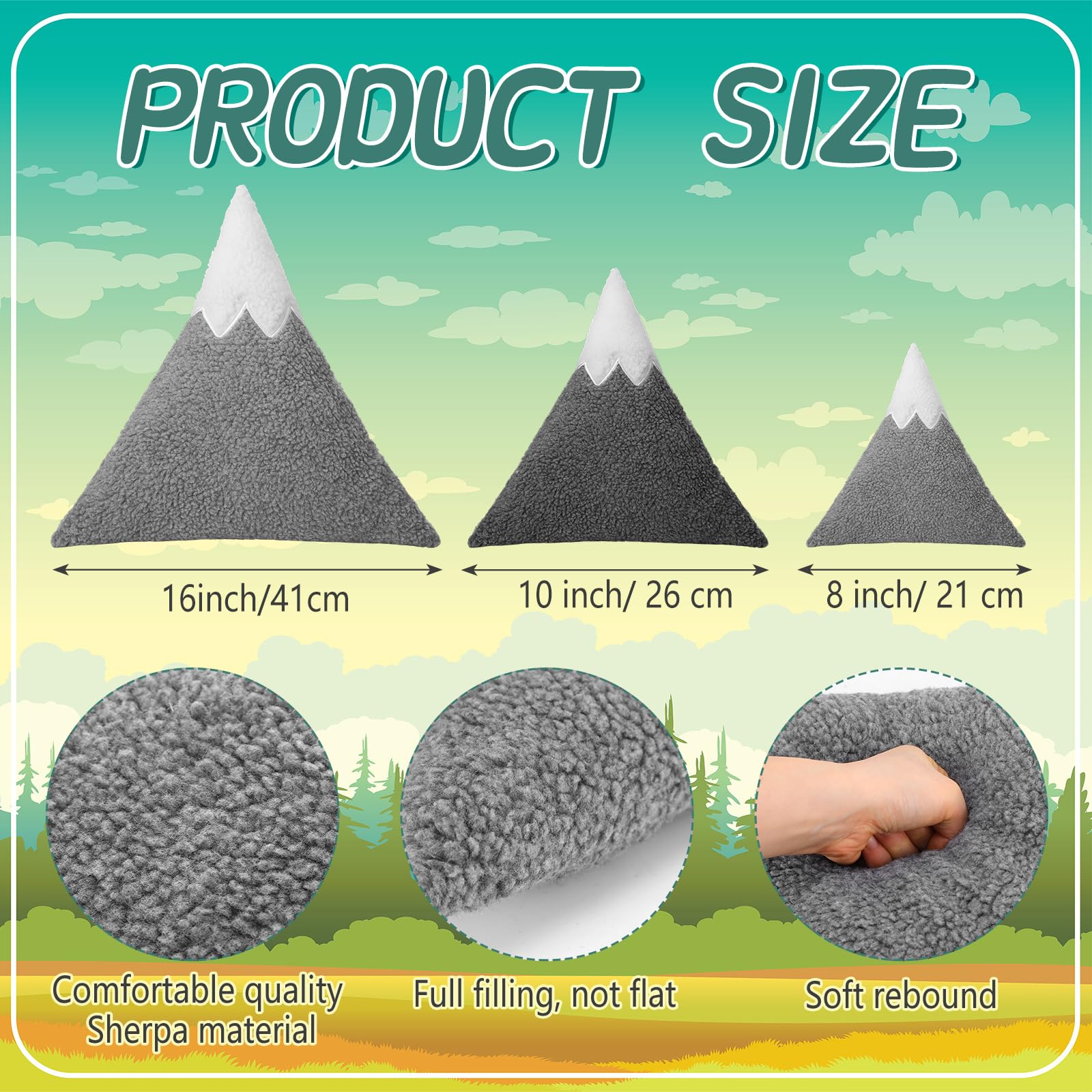 Shellwei mountain pillow medium gray ideal for cuddly reading corners