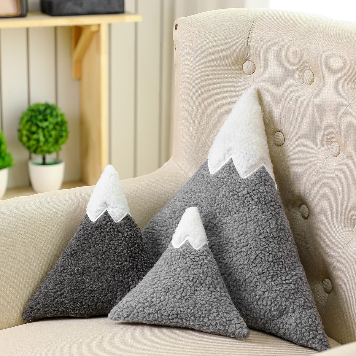 Shellwei mountain pillow small gray ready for cozy nursery decor