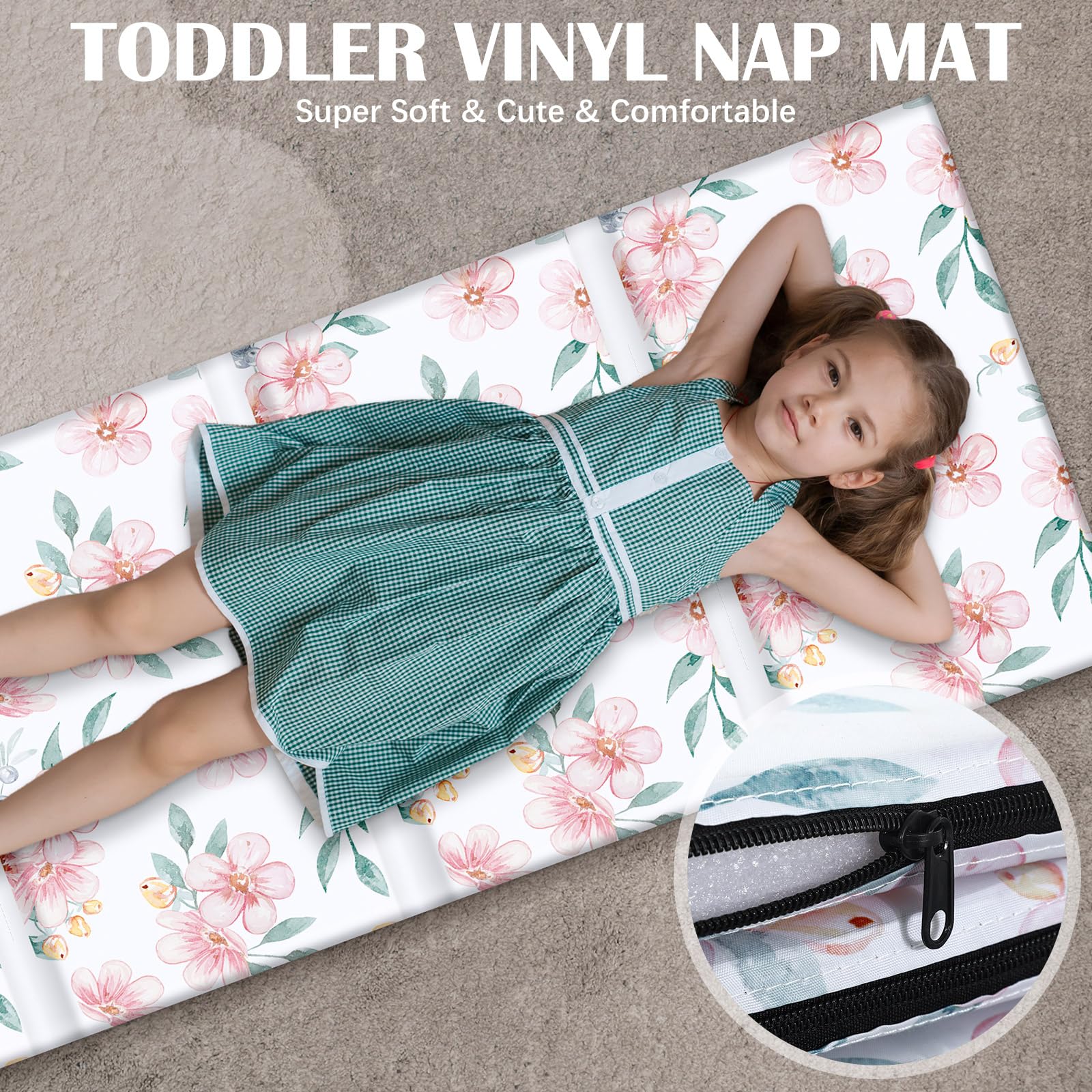 Shellwei nap mat flower-pattern suits home or travel use.