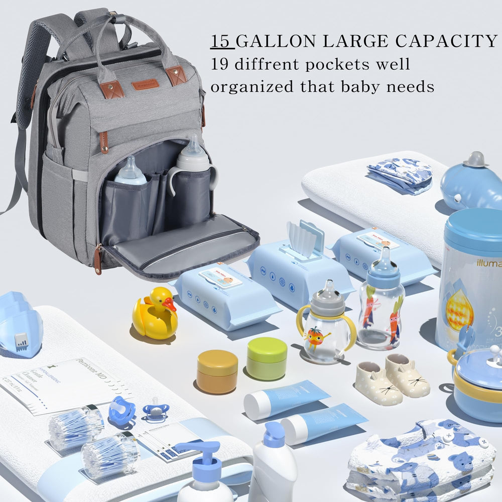 Shengmeister baby diaper bag changing-table grey enabling effortless outdoor diaper changes.