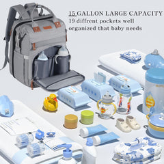 Shengmeister baby diaper bag changing-table grey enabling effortless outdoor diaper changes.