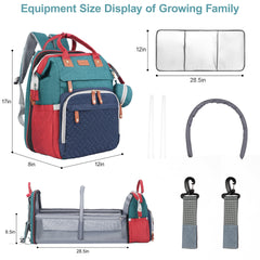 Shengmeister diaper bag backpack blue-green changing table for diaper changes