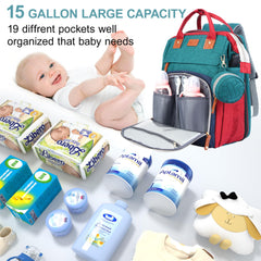 Shengmeister diaper bag backpack blue-green side pocket for quick bottle storage
