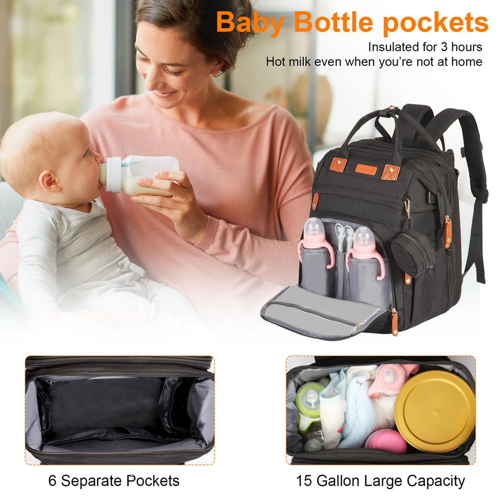 Shengmeister diaper bag changing station enables on-the-go diaper changes.