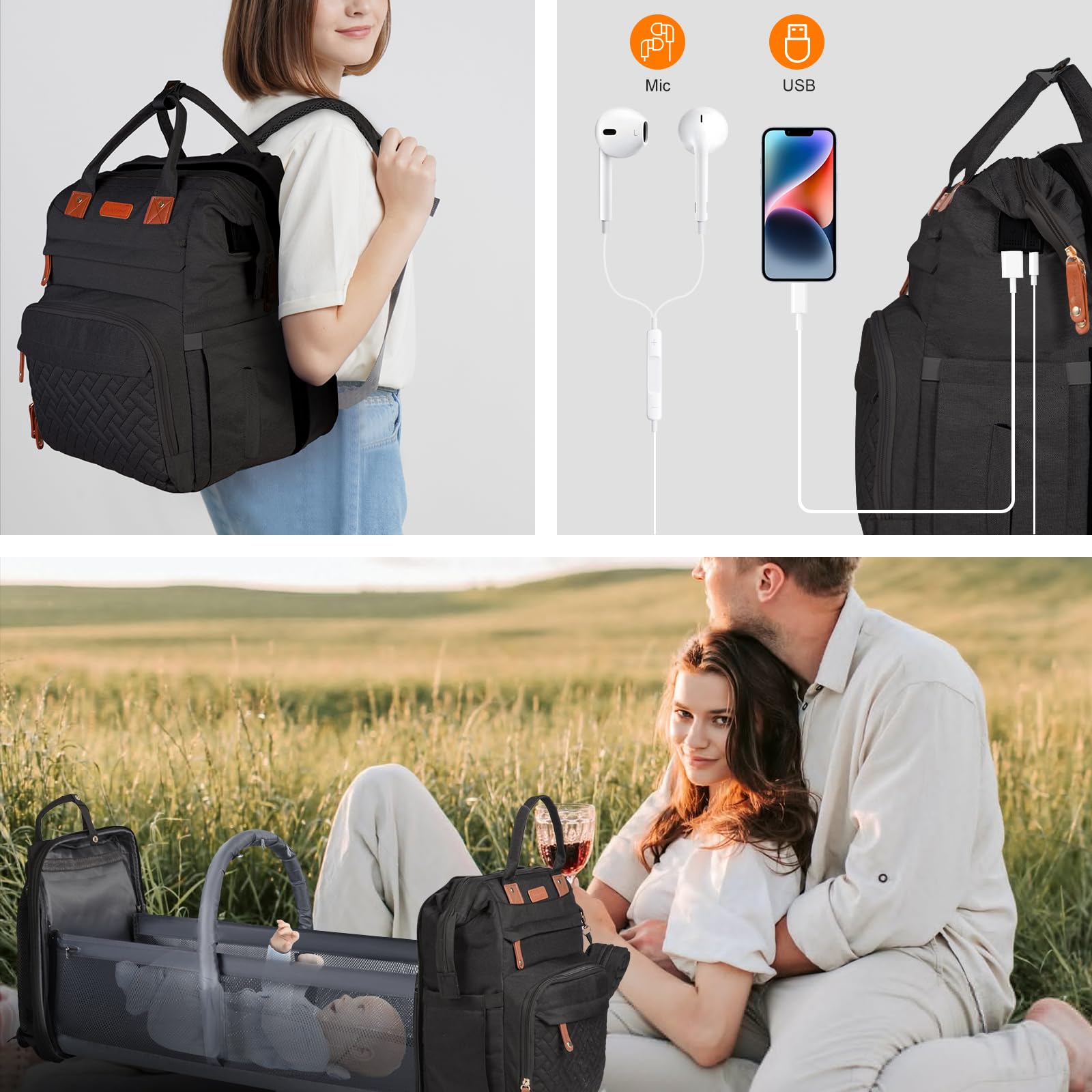 Shengmeister diaper bag padded shoulder straps reduce fatigue during outings.