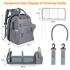 Shengmeister diaper bag grey with waterproof 900D material protects belongings.