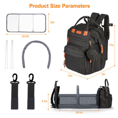 Shengmeister diaper bag waterproof Oxford fabric protects contents in rain.