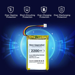 SHENMZ DXR-8 battery side view emphasizing compact lithium-ion design and safety features