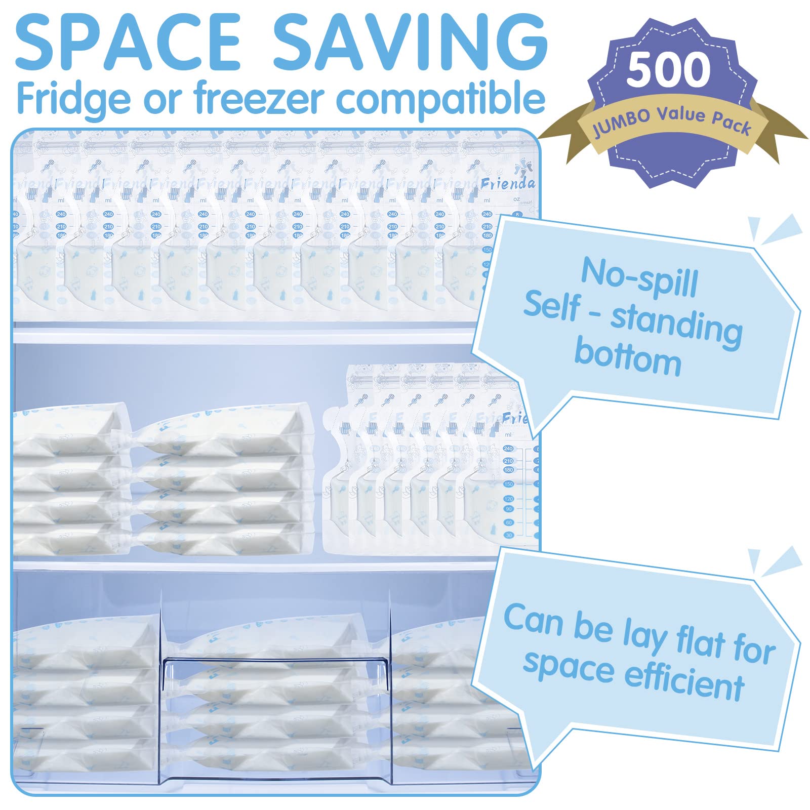 Sherr write-on area on bags to record storage time and quantity.