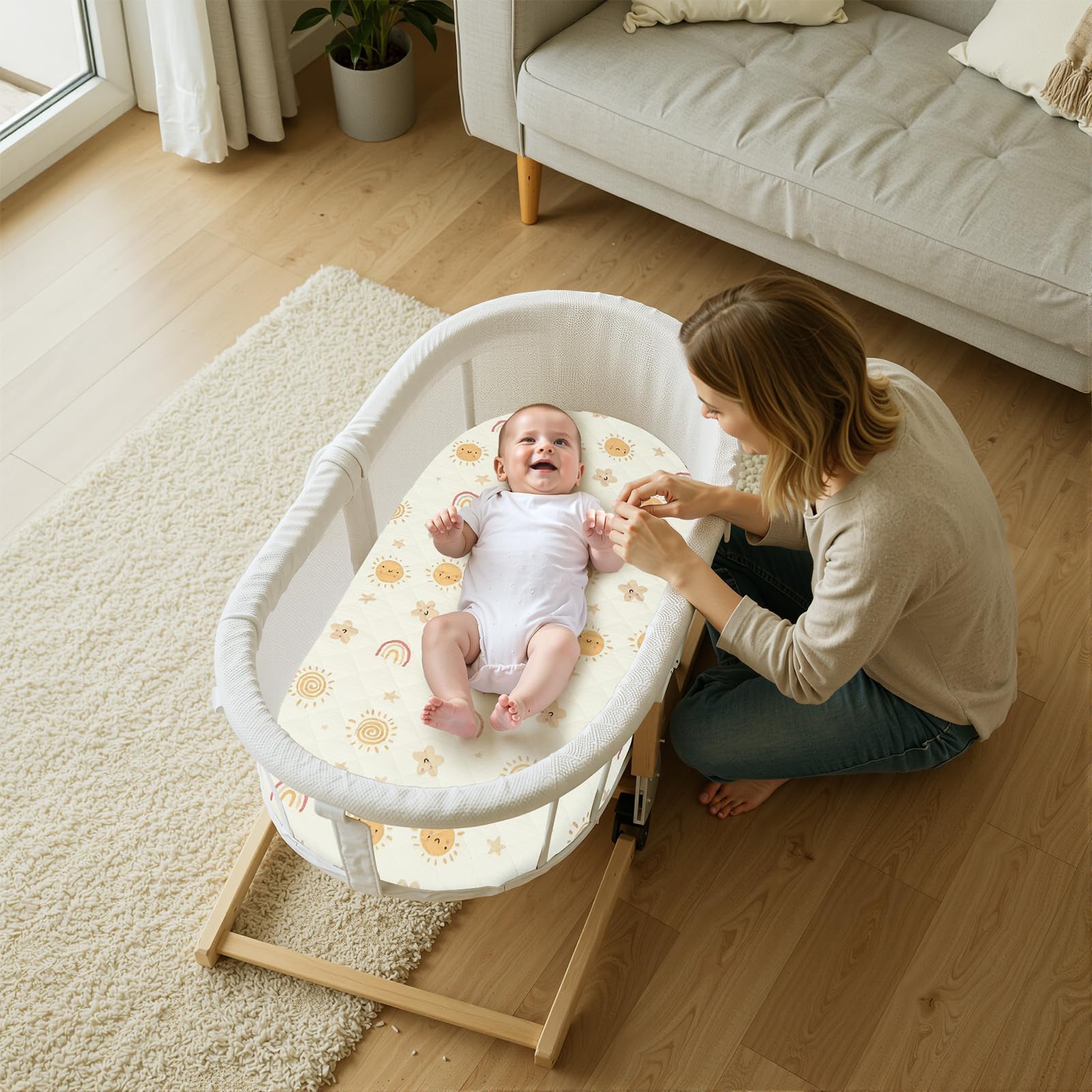 Mocha color adds warmth while protecting baby sleep surface