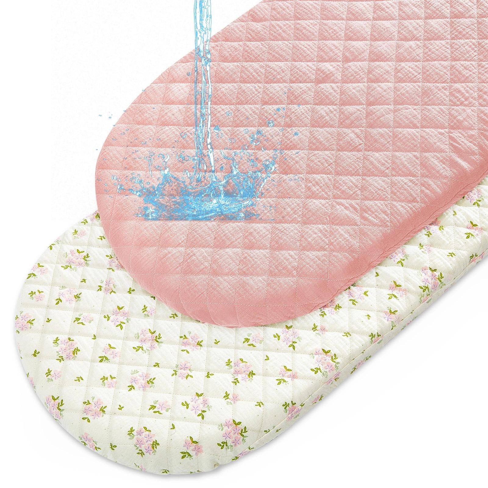 SheSeek muslin bassinet sheets with waterproof layer for clean, dry surfaces