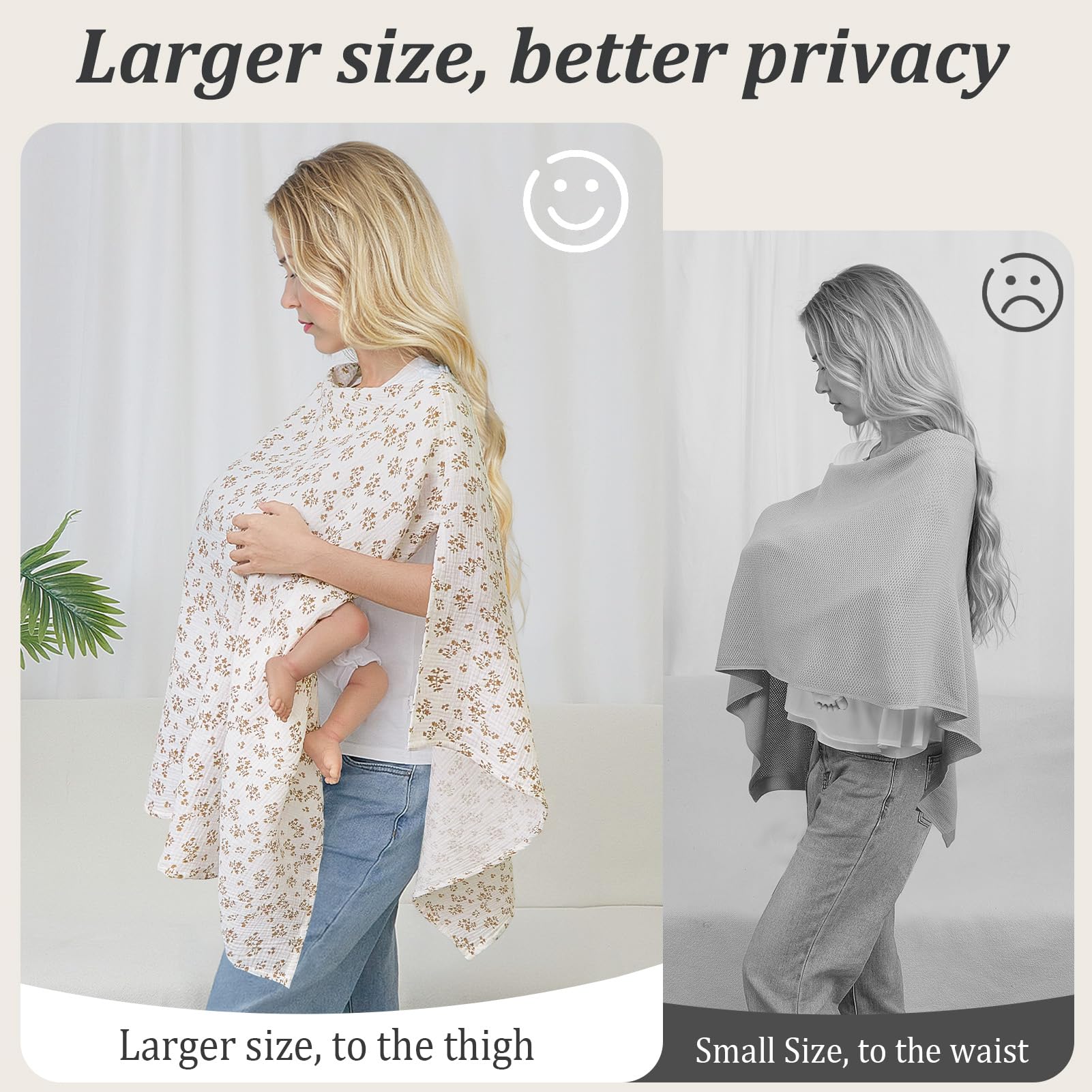 Soft cotton SheSeek nursing cover offers breathable comfort for mom and baby.