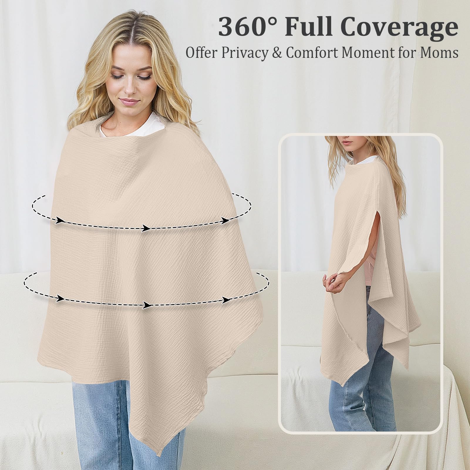 SheSeek Muslin Nursing Cover used as stroller shield against sun and wind.