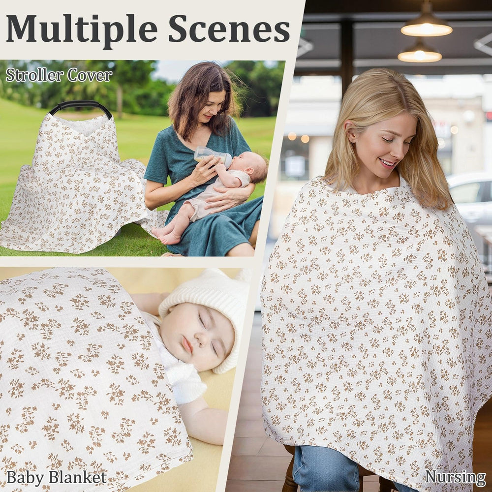 Outdoor privacy and sun protection with the SheSeek muslin nursing cover.