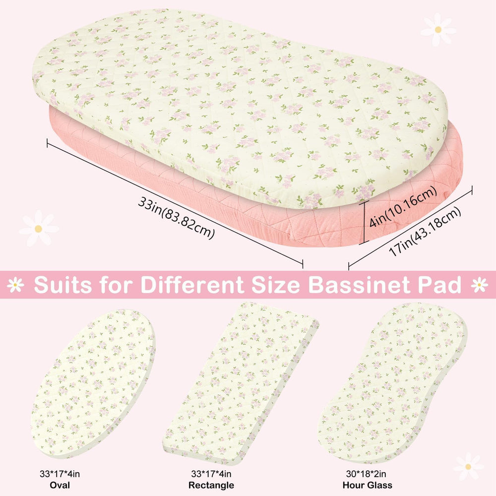 SheSeek sheets compatible with oval and rectangular bassinet shapes