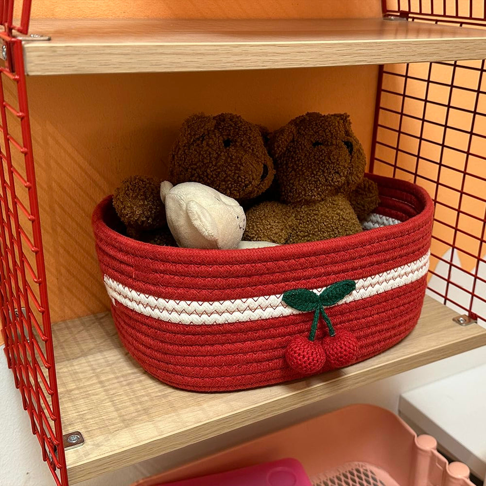 SHIANCE&LI cherry-design basket used for living room storage and decor harmony