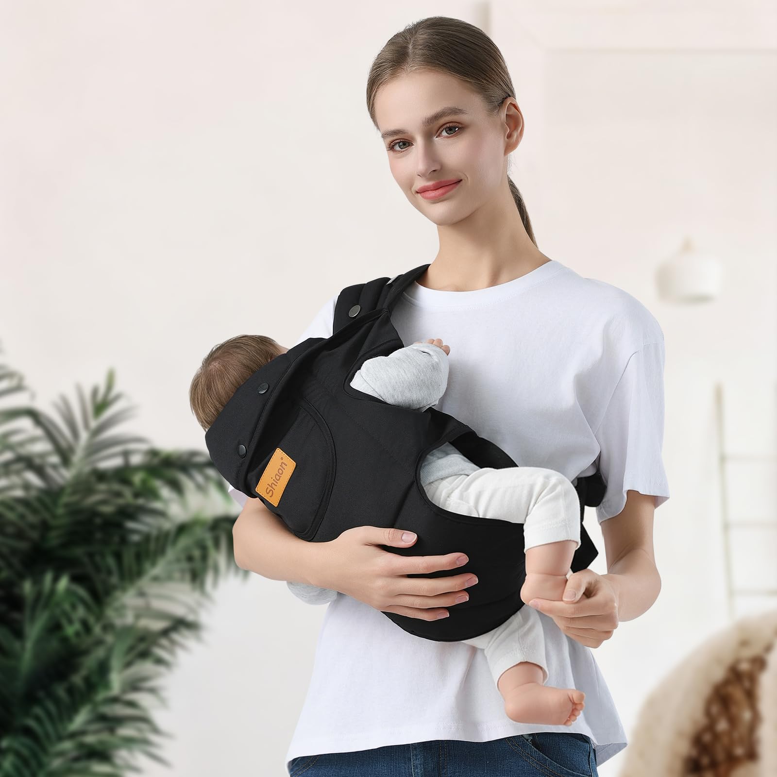 Shiaon all-season cotton baby carrier stays breathable and comfortable.