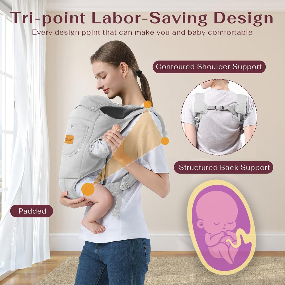 Shiaon all-season cotton grey fabric emphasizes breathable comfort for baby.