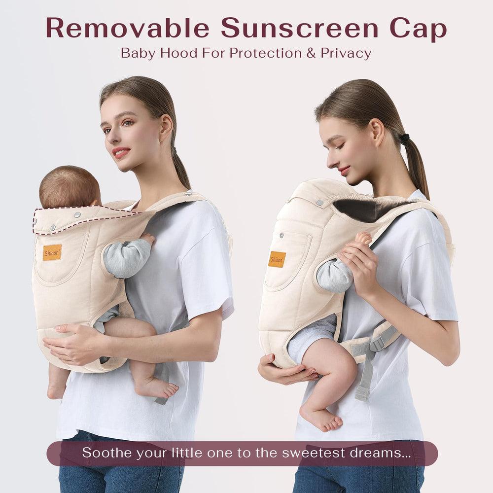 Shiaon baby carrier beige adjustable-shoulder-straps for a comfortable fit