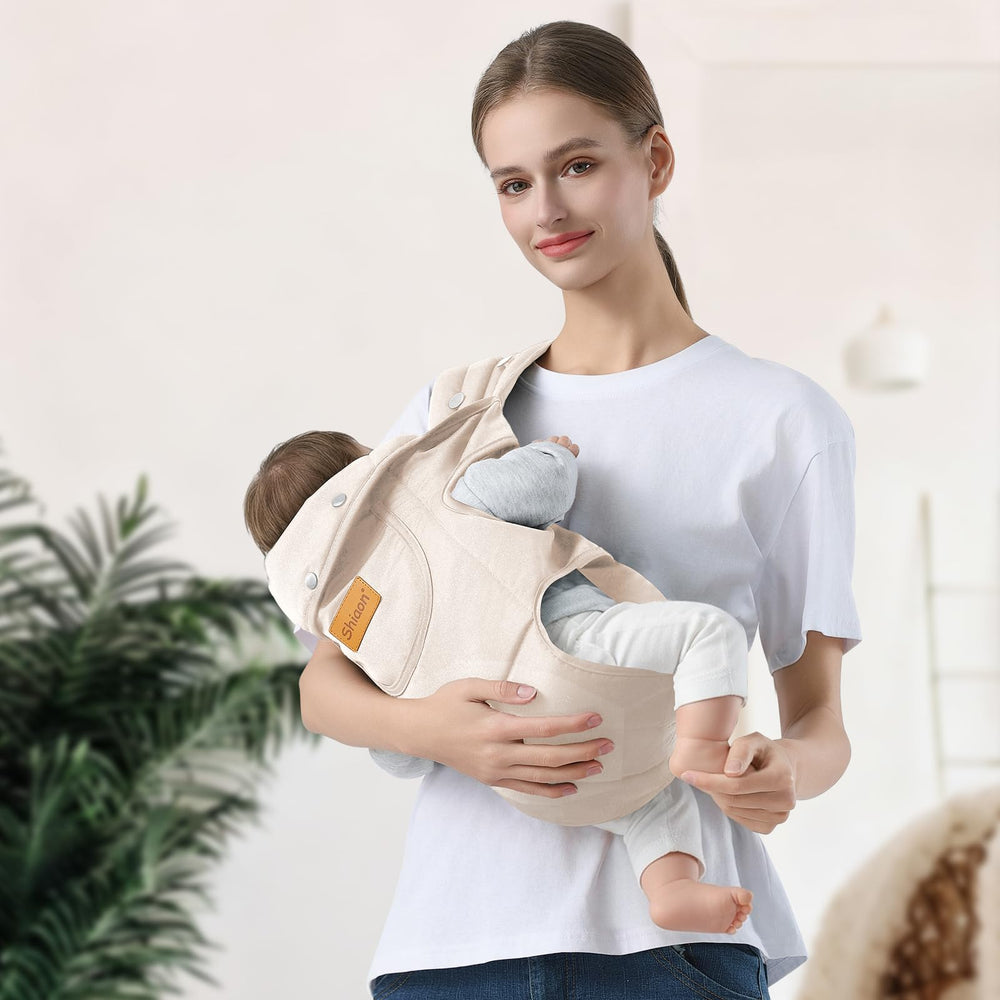 Shiaon baby carrier beige all-season-cotton offers breathable comfort year-round