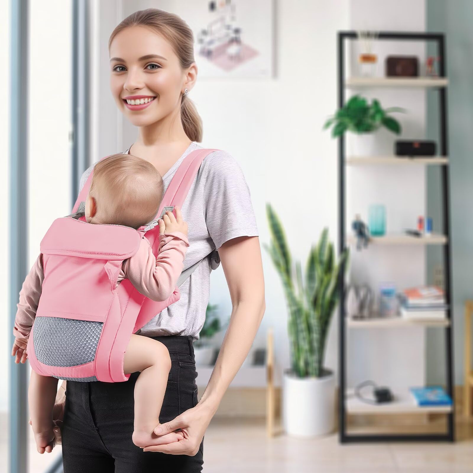 Shiaon weight-range-friendly carrier supports 7-30lbs for growing infants.