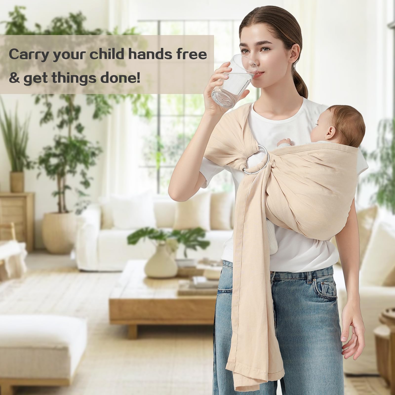 Shiaon baby ring sling easy-wear design demonstrates quick setup