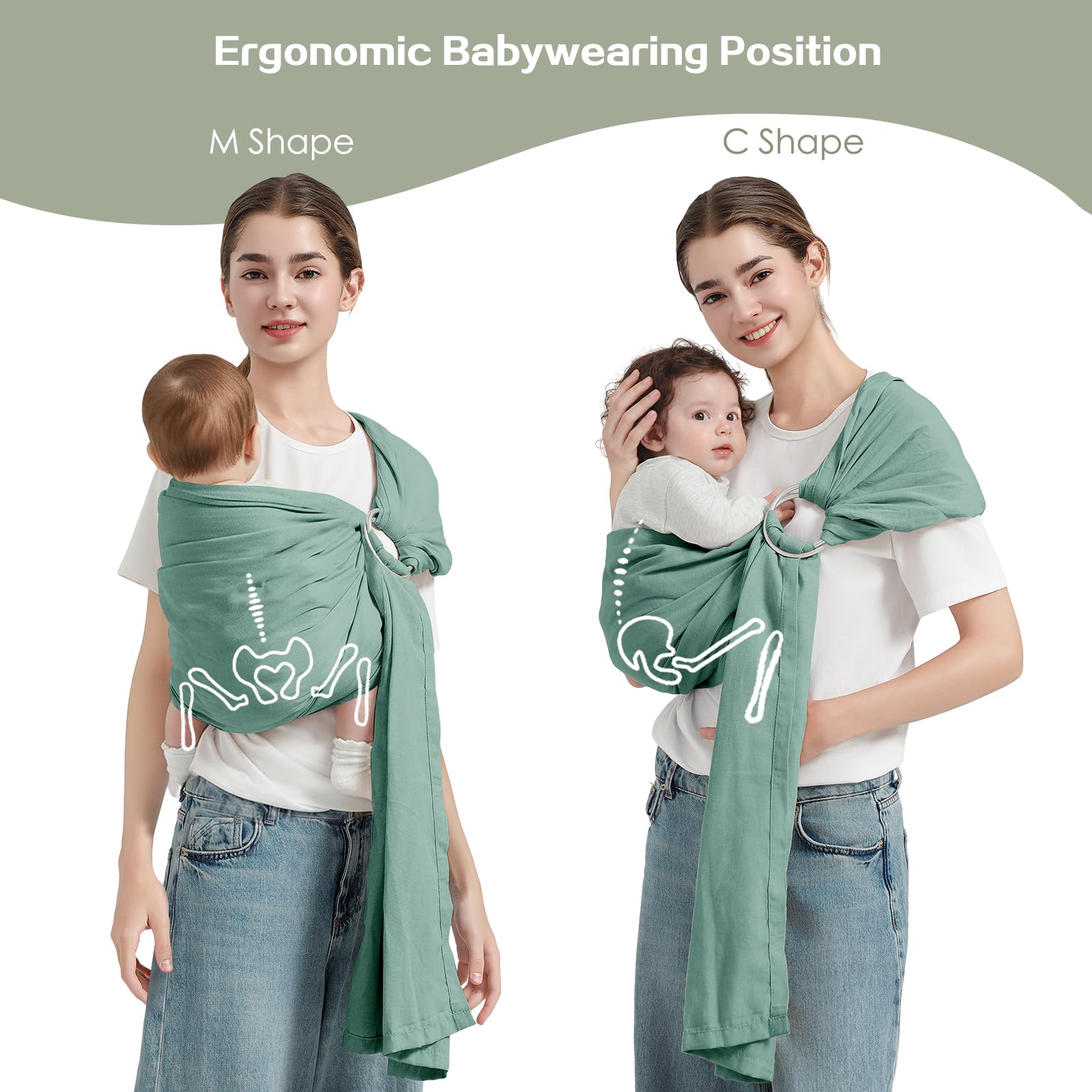 Shiaon ring sling worn setup demonstrates quick buckle-free wearing
