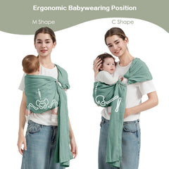 Shiaon ring sling worn setup demonstrates quick buckle-free wearing