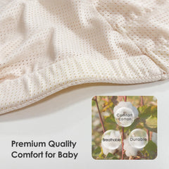 Shiaon baby sling beige mesh hip carrier in use enables hands-free outings.