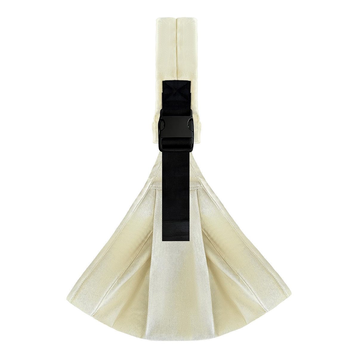 Shiaon baby sling carrier beige on shoulder enables hands-free daily errands.